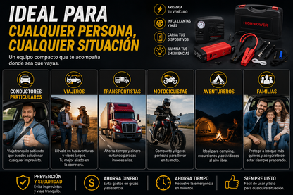 JUMPER DE BATERÍA Y COMPRESOR